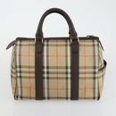 BURBERRY Nova Check Boston Bag Canvas Leather 2 Set Beige Auth bs31977-12