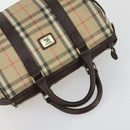 BURBERRY Nova Check Boston Bag Canvas Leather 2 Set Beige Auth bs31977-14