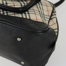 BURBERRY Nova Check Boston Bag Canvas Leather 2 Set Beige Auth bs31977-8