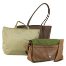 PRADA Shoulder Bag Nylon 3 Set Green Brown Auth bs31979-1