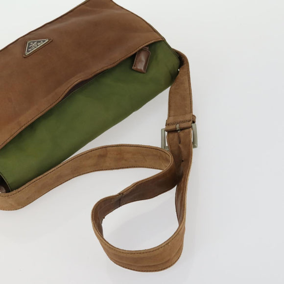 PRADA Shoulder Bag Nylon 3 Set Green Brown Auth bs31979