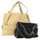 Stella MacCartney Shoulder Bag Polyester Leather 2 Set Black Beige Auth bs31980-1