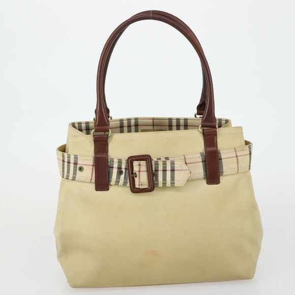 BURBERRY Nova Check Shoulder Bag Nylon Canvas 5 Set Yellow Beige Auth bs31981