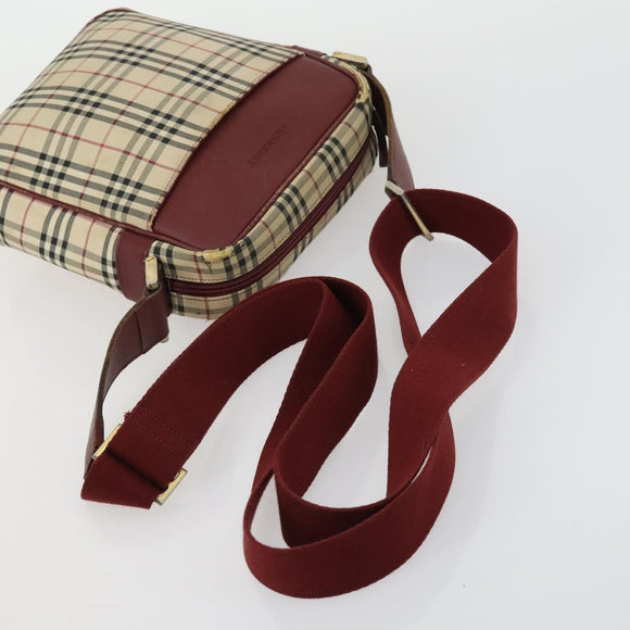 BURBERRY Nova Check Shoulder Bag Nylon Canvas 5 Set Yellow Beige Auth bs31981