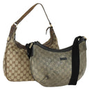 GUCCI GG Canvas Shoulder Bag 2 Set Beige Auth bs31982-1