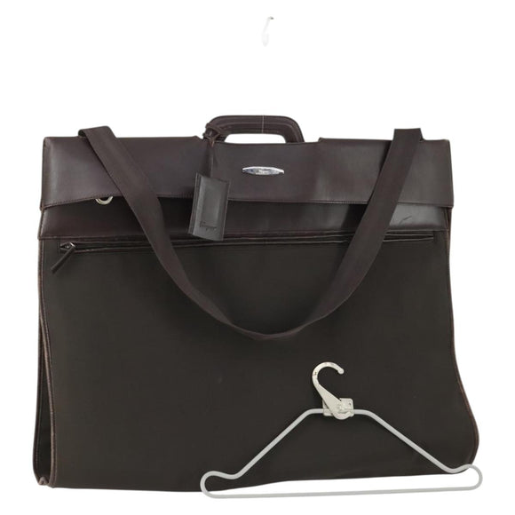 Salvatore Ferragamo Garment Cover Leather Brown Silver Auth bs32033