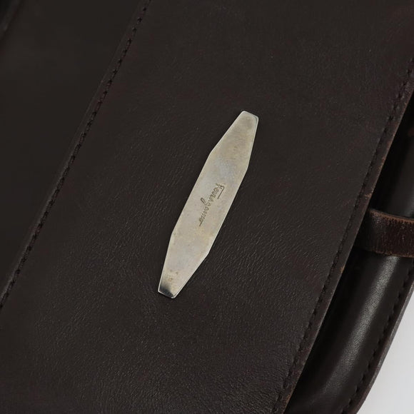 Salvatore Ferragamo Garment Cover Leather Brown Silver Auth bs32033