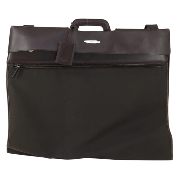 Salvatore Ferragamo Garment Cover Leather Brown Silver Auth bs32033