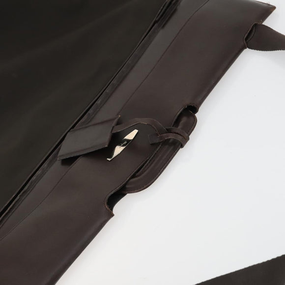 Salvatore Ferragamo Garment Cover Leather Brown Silver Auth bs32033