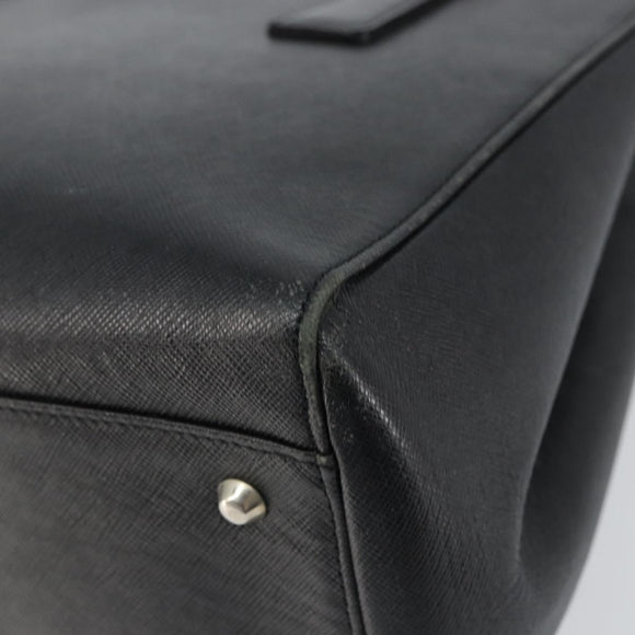 BURBERRY Hand Bag Leather Black Silver Auth bs32035