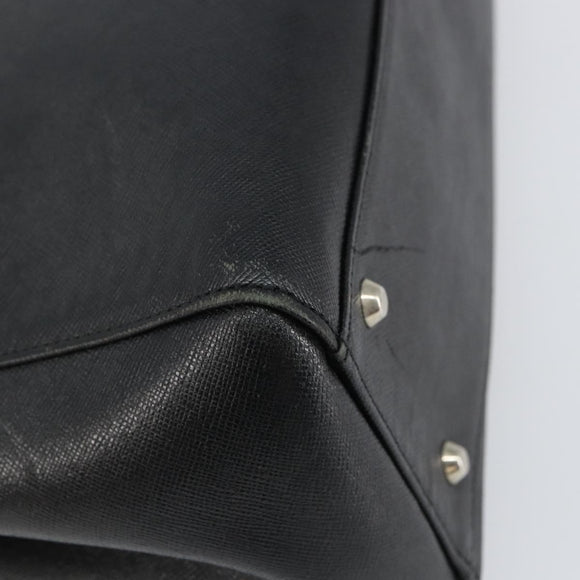 BURBERRY Hand Bag Leather Black Silver Auth bs32035