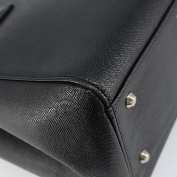 BURBERRY Hand Bag Leather Black Silver Auth bs32035