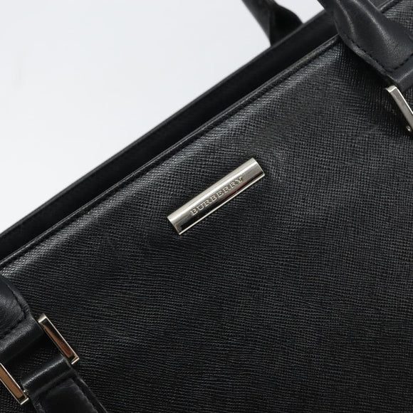 BURBERRY Hand Bag Leather Black Silver Auth bs32035