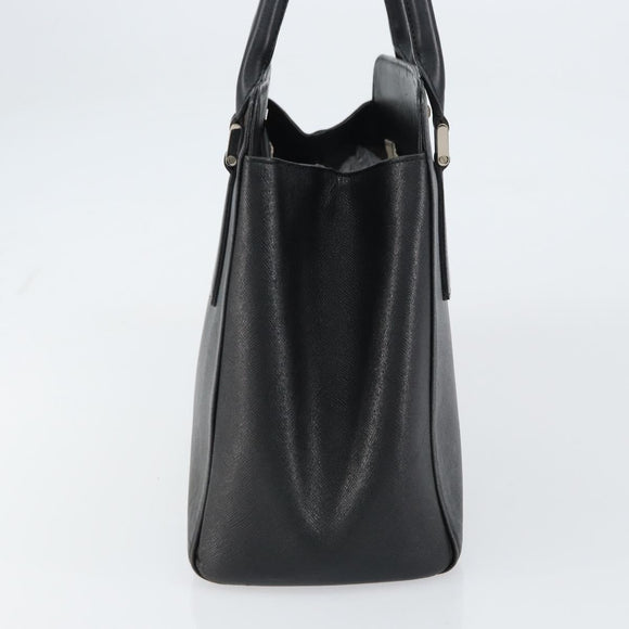 BURBERRY Hand Bag Leather Black Silver Auth bs32035