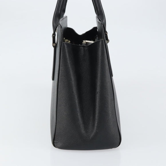 BURBERRY Hand Bag Leather Black Silver Auth bs32035