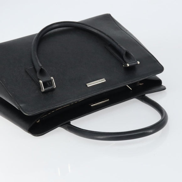 BURBERRY Hand Bag Leather Black Silver Auth bs32035
