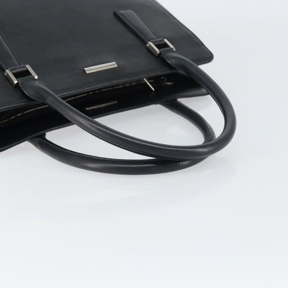 BURBERRY Hand Bag Leather Black Silver Auth bs32035
