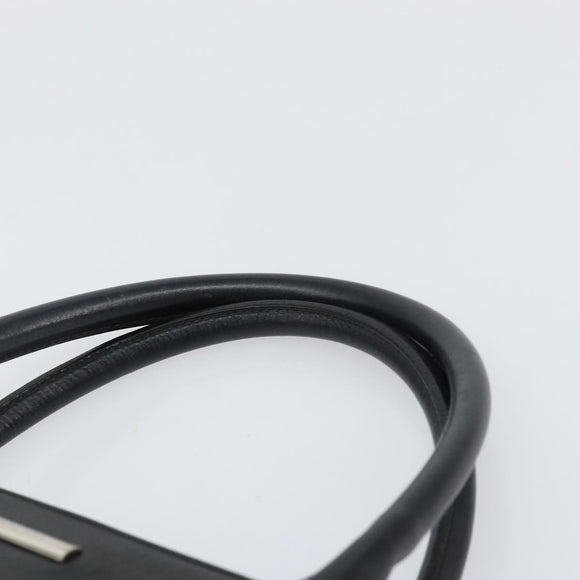 BURBERRY Hand Bag Leather Black Silver Auth bs32035