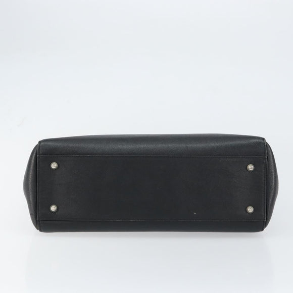 BURBERRY Hand Bag Leather Black Silver Auth bs32035