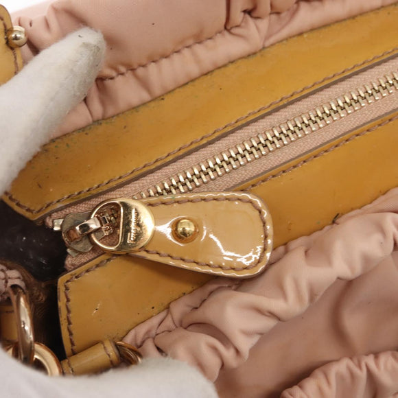 Salvatore Ferragamo Vala Hand Bag Nylon 2way Pink Gold Auth bs32036