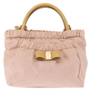 Salvatore Ferragamo Vala Hand Bag Nylon 2way Pink Gold Auth bs32036-2