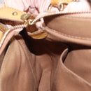 Salvatore Ferragamo Vala Hand Bag Nylon 2way Pink Gold Auth bs32036-24