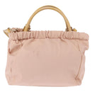 Salvatore Ferragamo Vala Hand Bag Nylon 2way Pink Gold Auth bs32036-3