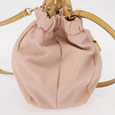 Salvatore Ferragamo Vala Hand Bag Nylon 2way Pink Gold Auth bs32036-5