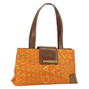 BVLGARI Tote Bag Nylon Leather Orange Gold Auth bs32037-1