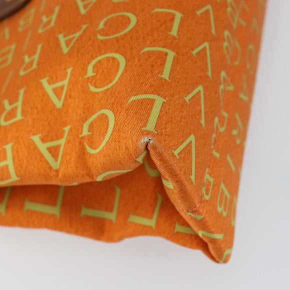 BVLGARI Tote Bag Nylon Leather Orange Gold Auth bs32037