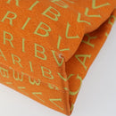 BVLGARI Tote Bag Nylon Leather Orange Gold Auth bs32037-15