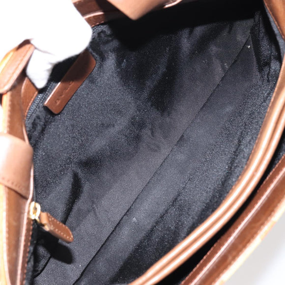 BVLGARI Tote Bag Nylon Leather Orange Gold Auth bs32037