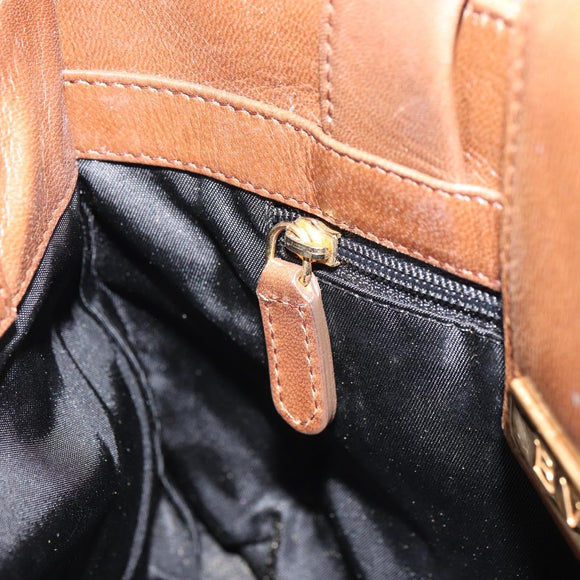 BVLGARI Tote Bag Nylon Leather Orange Gold Auth bs32037