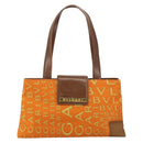 BVLGARI Tote Bag Nylon Leather Orange Gold Auth bs32037-13