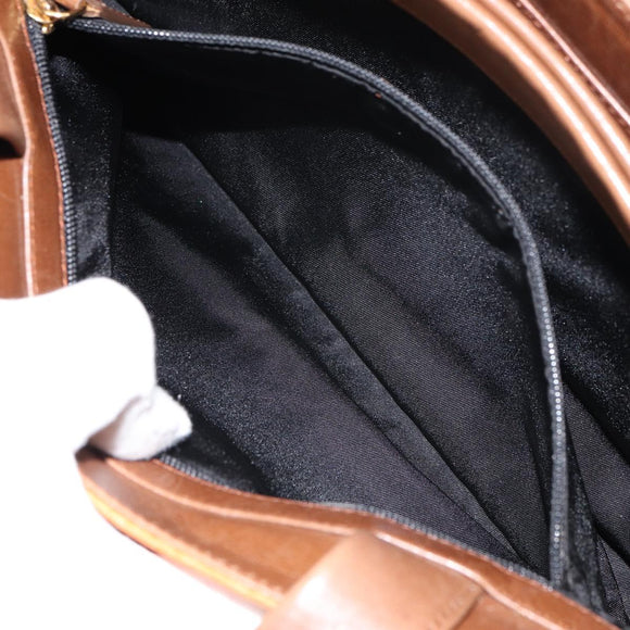 BVLGARI Tote Bag Nylon Leather Orange Gold Auth bs32037