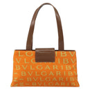 BVLGARI Tote Bag Nylon Leather Orange Gold Auth bs32037-2