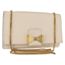Chloe Chain Shoulder Bag Leather Beige Gold Auth bs32038-1