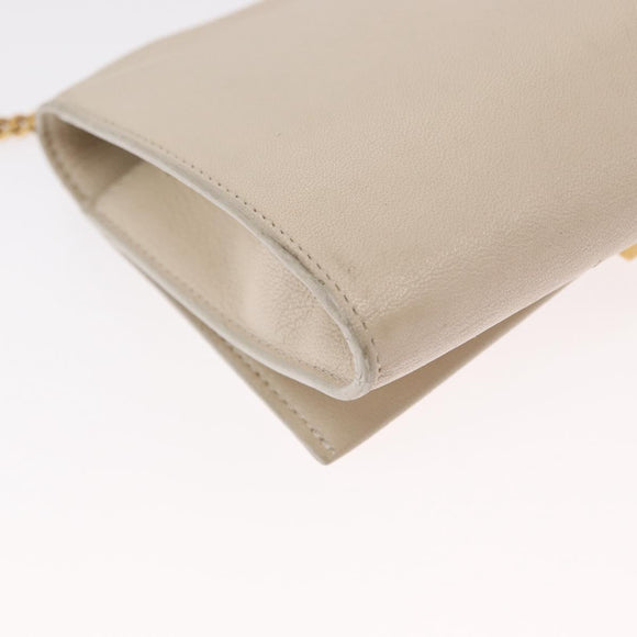 Chloe Chain Shoulder Bag Leather Beige Gold Auth bs32038