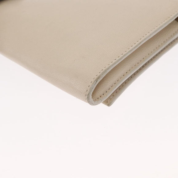 Chloe Chain Shoulder Bag Leather Beige Gold Auth bs32038