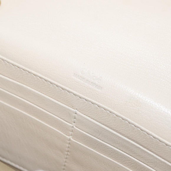 Chloe Chain Shoulder Bag Leather Beige Gold Auth bs32038