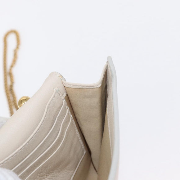 Chloe Chain Shoulder Bag Leather Beige Gold Auth bs32038