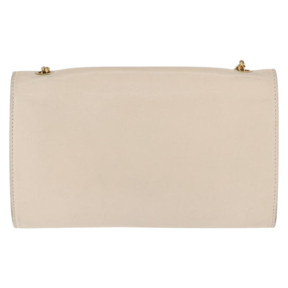 Chloe Chain Shoulder Bag Leather Beige Gold Auth bs32038