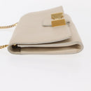 Chloe Chain Shoulder Bag Leather Beige Gold Auth bs32038-5