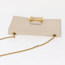 Chloe Chain Shoulder Bag Leather Beige Gold Auth bs32038-6