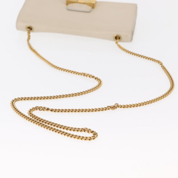 Chloe Chain Shoulder Bag Leather Beige Gold Auth bs32038