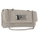 CHANEL Lamb Skin Chain Shoulder Bag Gray Silver CC Auth bs32040-1