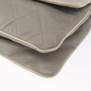CHANEL Lamb Skin Chain Shoulder Bag Gray Silver CC Auth bs32040-11