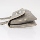 CHANEL Lammleder Kette Umhängetasche Grau Silber CC Auth bs32040-4