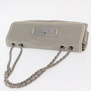 CHANEL Lamb Skin Chain Shoulder Bag Gray Silver CC Auth bs32040-6