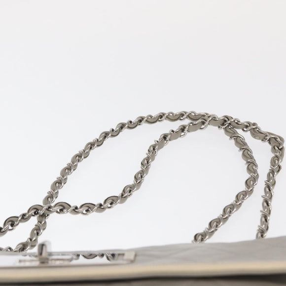 CHANEL Lammleder Kette Umhängetasche Grau Silber CC Auth bs32040